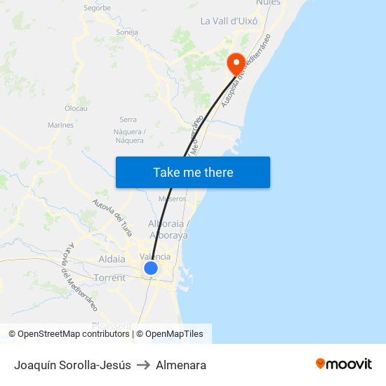 Joaquín Sorolla-Jesús to Almenara map
