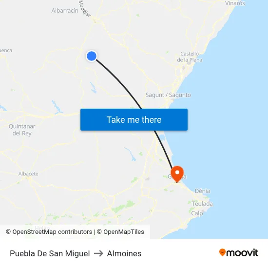 Puebla De San Miguel to Almoines map