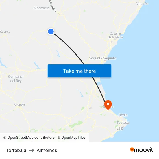 Torrebaja to Almoines map