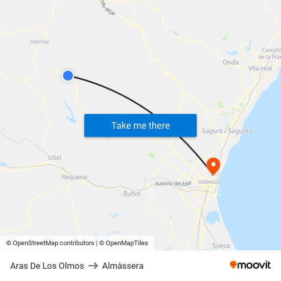 Aras De Los Olmos to Almàssera map