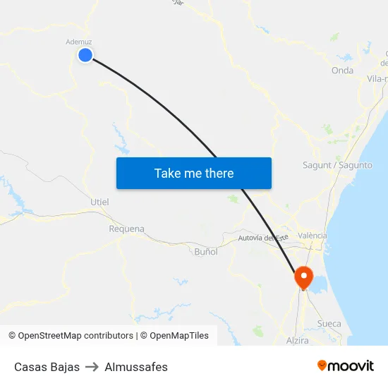 Casas Bajas to Almussafes map