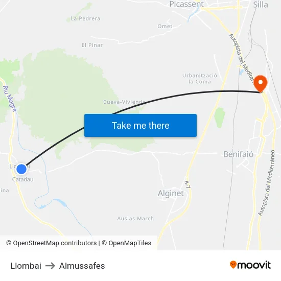 Llombai to Almussafes map