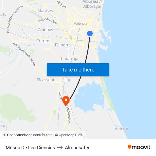 Museu De Les Ciències to Almussafes map