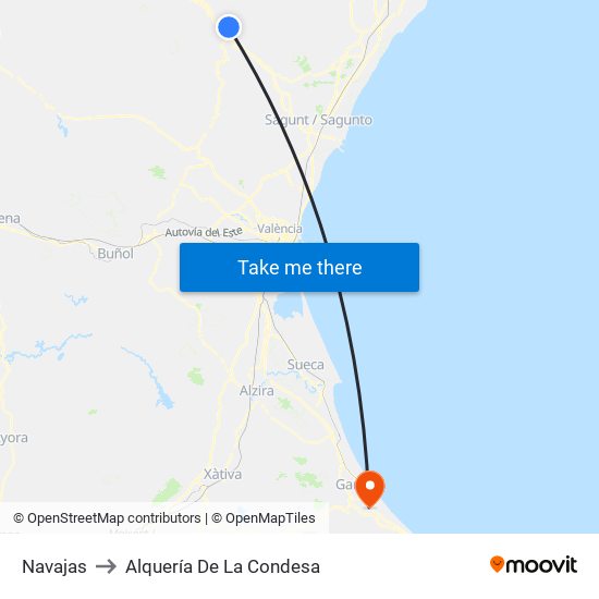 Navajas to Alquería De La Condesa map