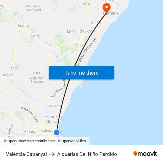 València-Cabanyal to Alquerías Del Niño Perdido map