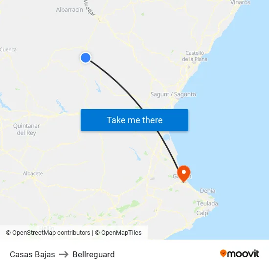 Casas Bajas to Bellreguard map
