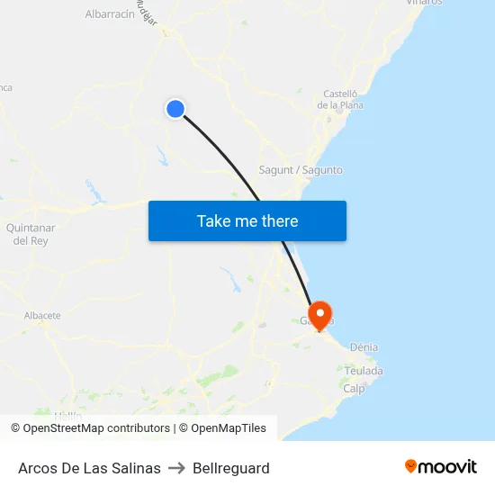 Arcos De Las Salinas to Bellreguard map