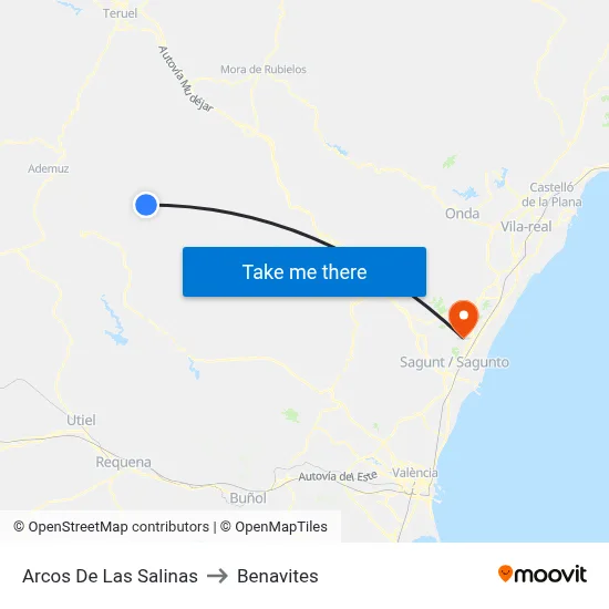 Arcos De Las Salinas to Benavites map