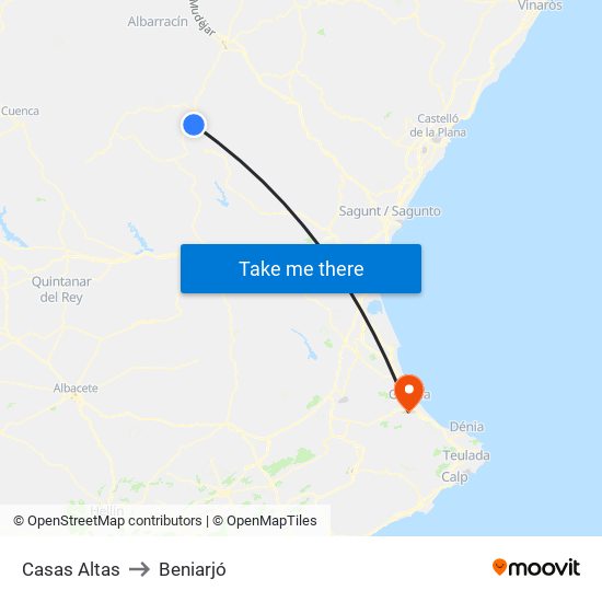 Casas Altas to Beniarjó map