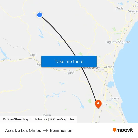Aras De Los Olmos to Benimuslem map