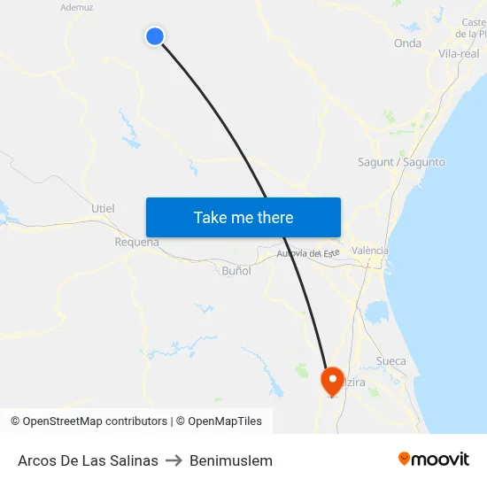 Arcos De Las Salinas to Benimuslem map