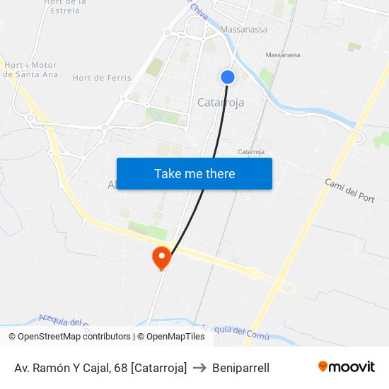 Av. Ramón Y Cajal, 68 [Catarroja] to Beniparrell map