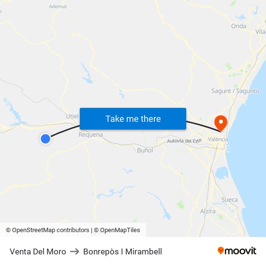 Venta Del Moro to Bonrepòs I Mirambell map