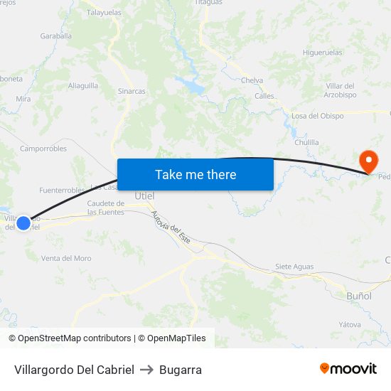 Villargordo Del Cabriel to Bugarra map