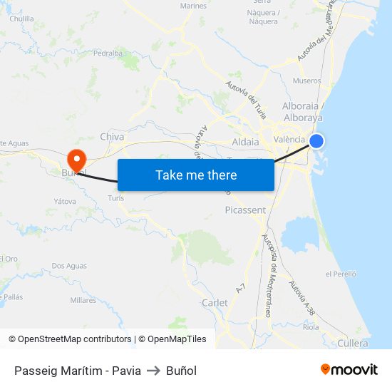 Passeig Marítim - Pavia to Buñol map