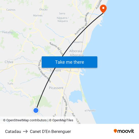 Catadau to Canet D'En Berenguer map