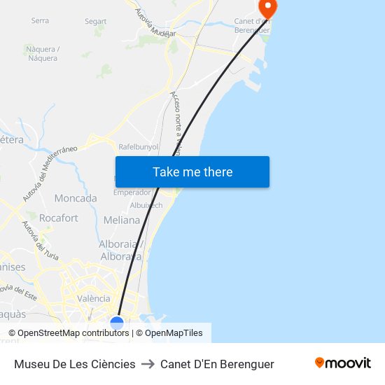 Museu De Les Ciències to Canet D'En Berenguer map