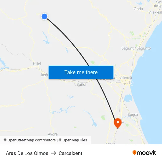 Aras De Los Olmos to Carcaixent map