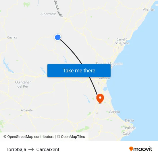 Torrebaja to Carcaixent map