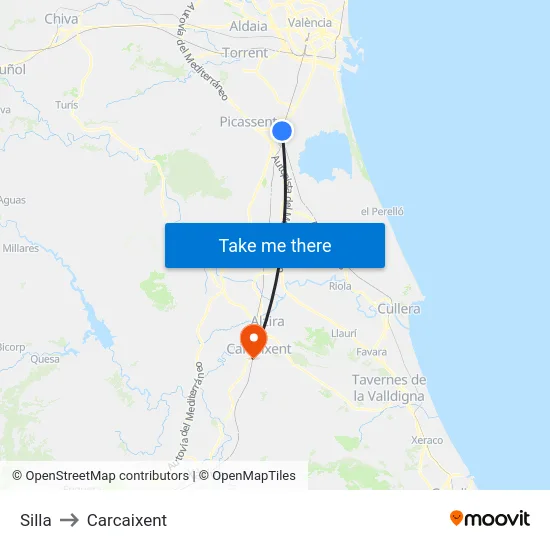 Silla to Carcaixent map