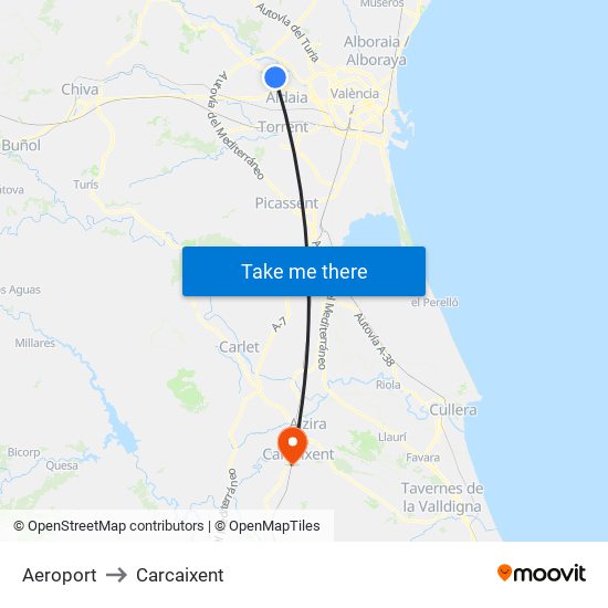 Aeroport to Carcaixent map