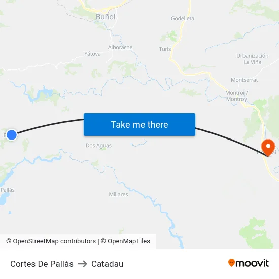 Cortes De Pallás to Catadau map