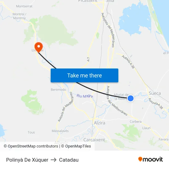 Polinyà De Xúquer to Catadau map