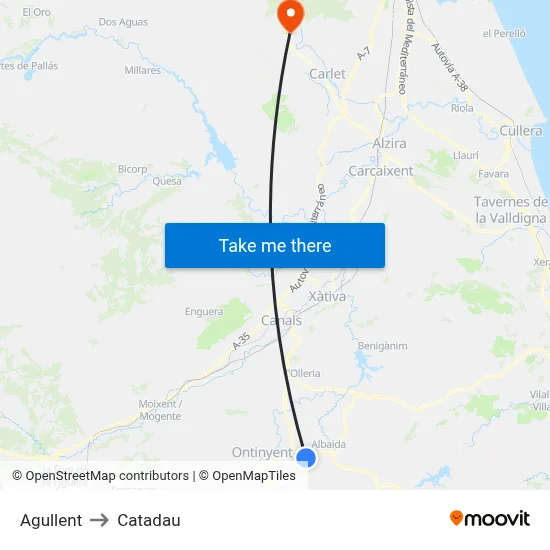 Agullent to Catadau map