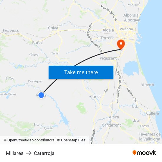 Millares to Catarroja map