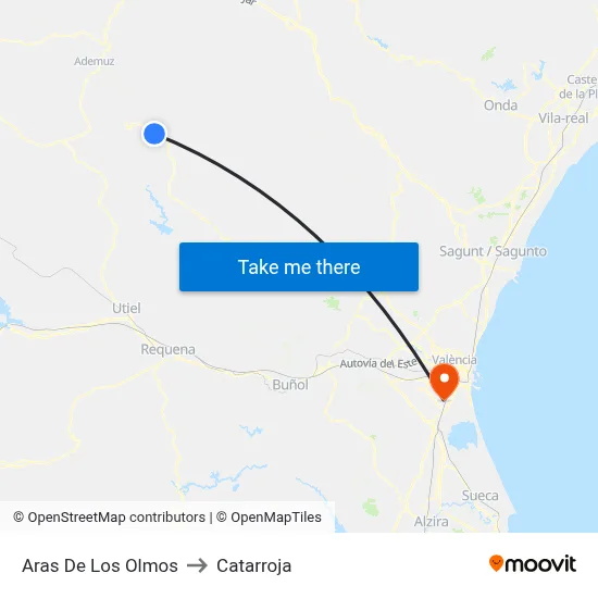 Aras De Los Olmos to Catarroja map