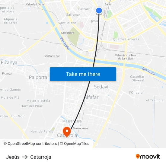 Jesús to Catarroja map