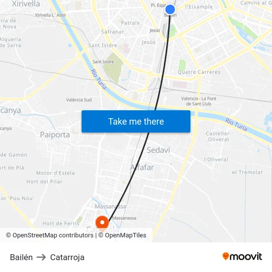 Bailén to Catarroja map