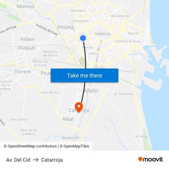 Av. Del Cid to Catarroja map