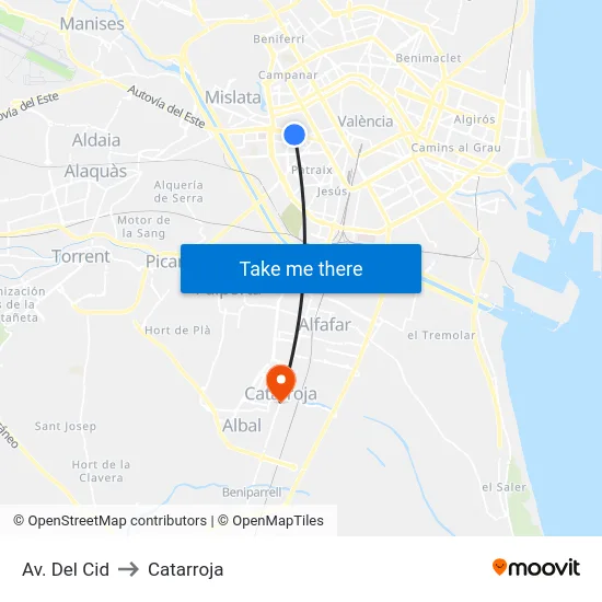 Av. Del Cid to Catarroja map