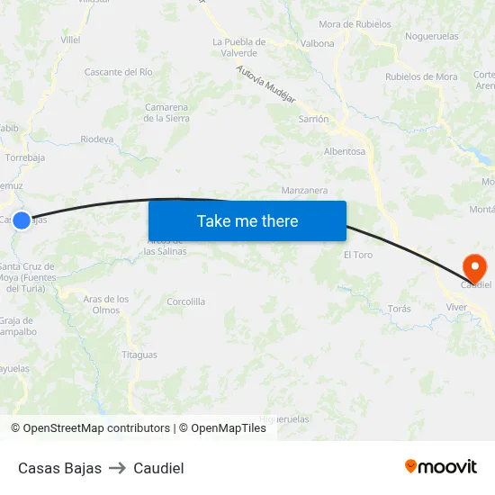 Casas Bajas to Caudiel map