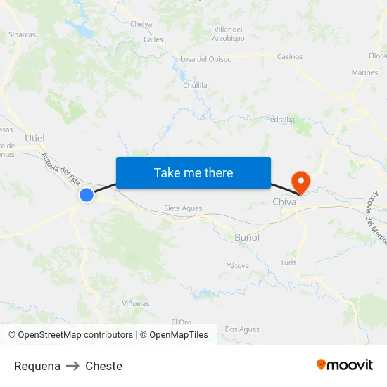 Requena to Cheste map