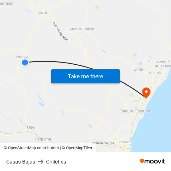 Casas Bajas to Chilches map