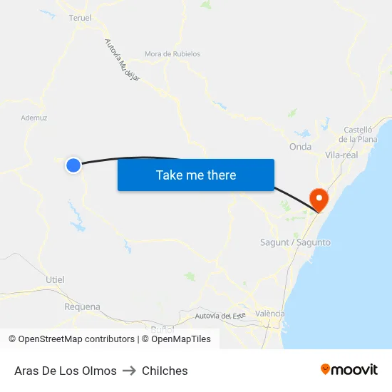 Aras De Los Olmos to Chilches map