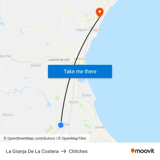 La Granja De La Costera to Chilches map