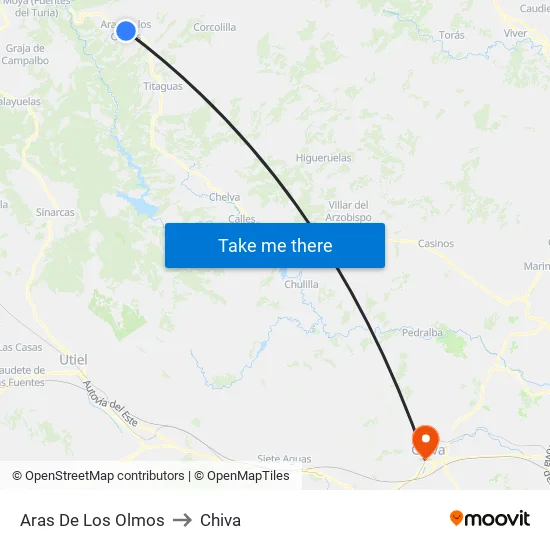 Aras De Los Olmos to Chiva map