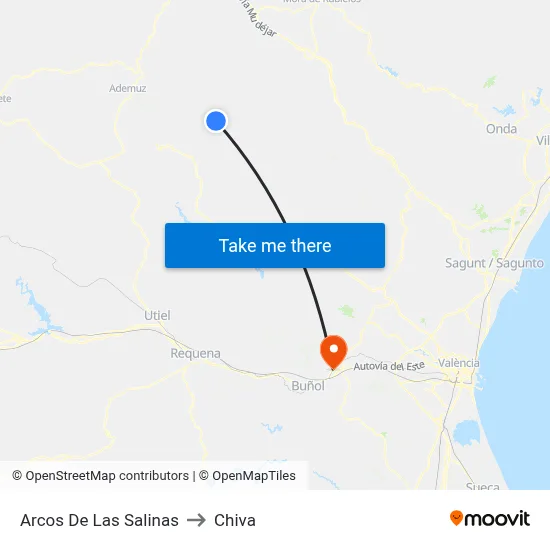 Arcos De Las Salinas to Chiva map