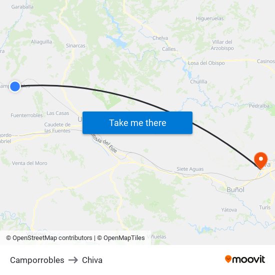 Camporrobles to Chiva map