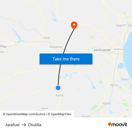 Jarafuel to Chulilla map