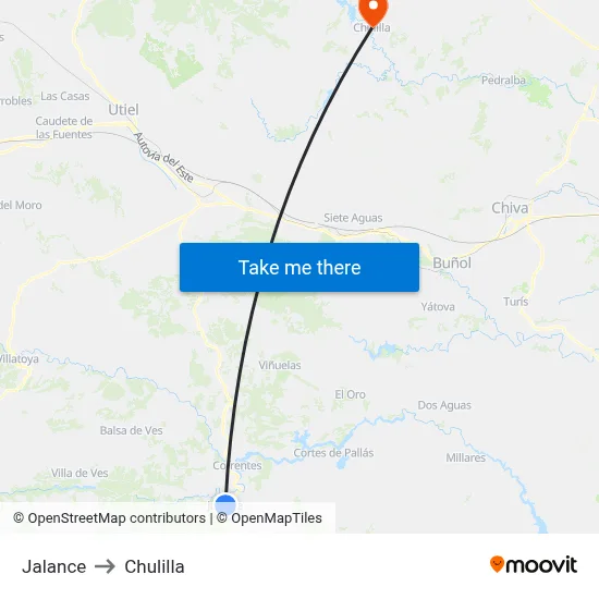 Jalance to Chulilla map