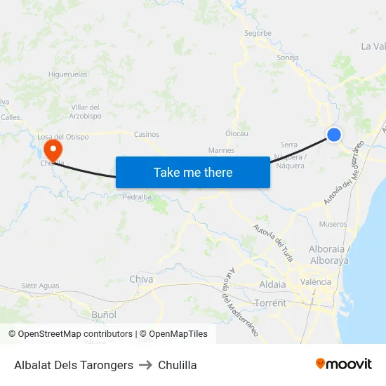 Albalat Dels Tarongers to Chulilla map