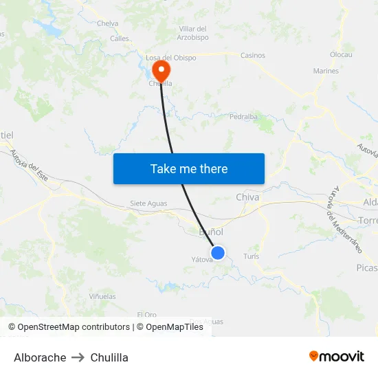 Alborache to Chulilla map