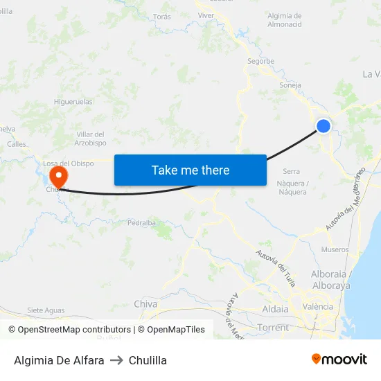 Algimia De Alfara to Chulilla map