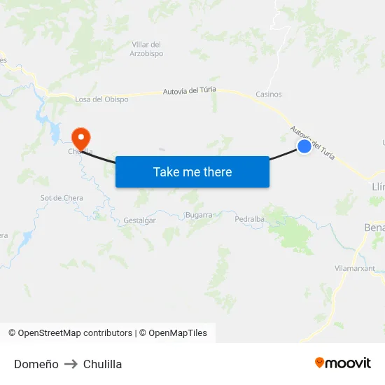 Domeño to Chulilla map