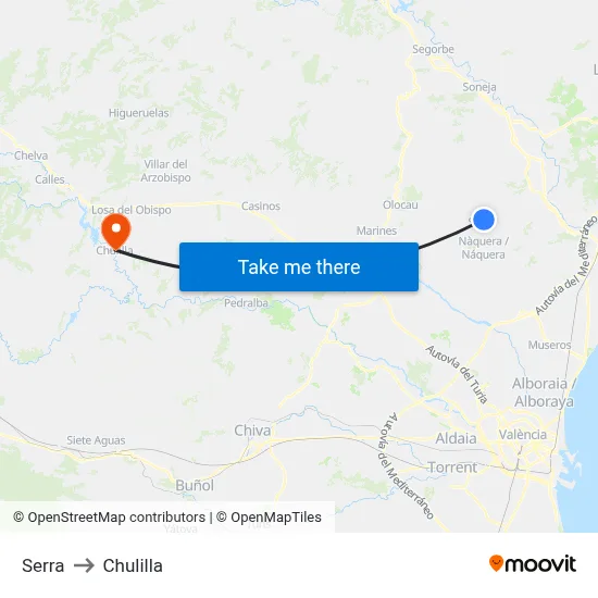 Serra to Chulilla map
