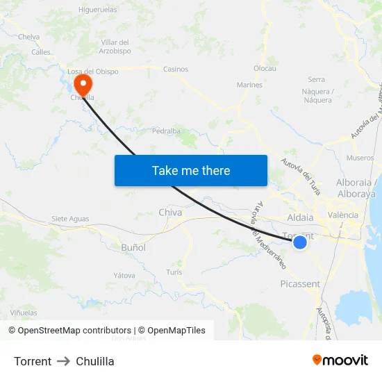 Torrent to Chulilla map